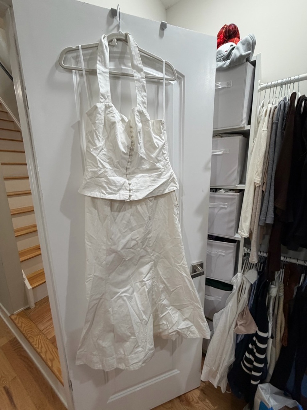 Anthropologie White Halter Midi Dress
